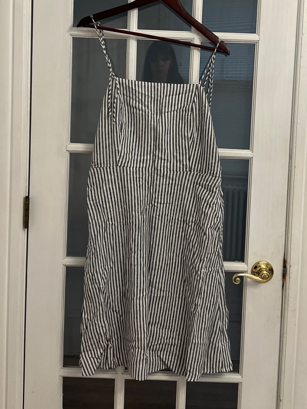 OLD NAVY Women’s Gray & White Striped Linen Blend Sleeveless Dress Size L Tall
